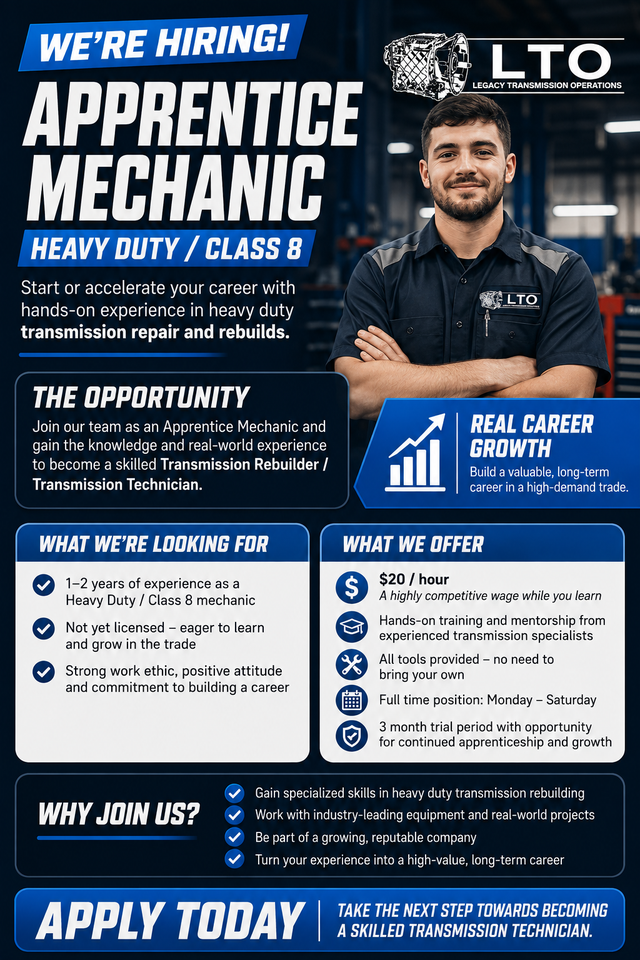 Apprentice Mechanic, Heavy Duty / Class 8