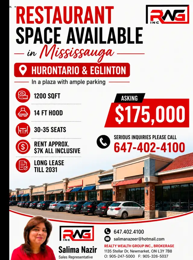 RESTAURANT FOR SALE IN MISSISSAUGA