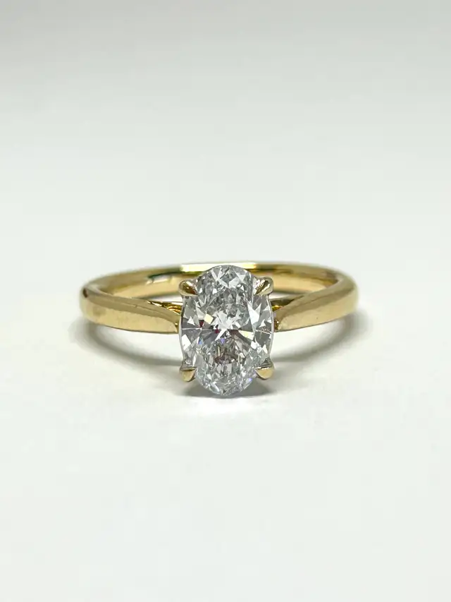 14k Oval Lap Created Diamond Ring