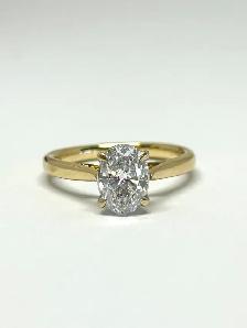 14k Oval Lap Created Diamond Ring