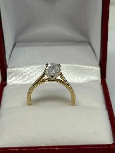 14k Oval Lap Created Diamond Ring - Photo 2