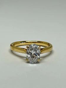 14k Oval Lap Created Diamond Ring - Photo 3