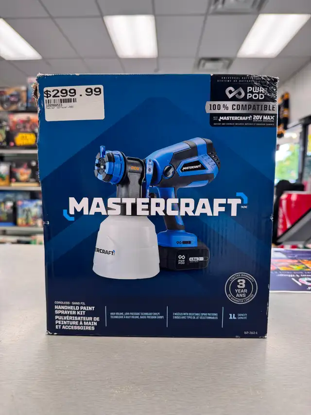 Mastercraft 20V Cordless Paint Sprayer with PWR POD 4 Ah Battery