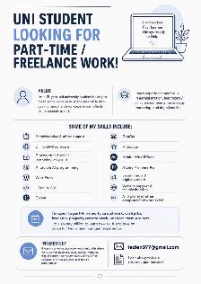 University Student Available for Part-Time, Casual & Freelance