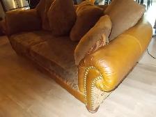 Sofa, 3Seater Leather & Cloth - Photo 2