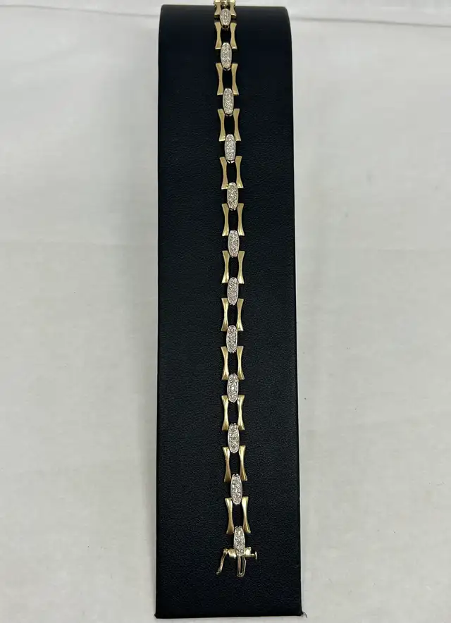 10k Two-Tone Gold Fancy Station Link Bracelet