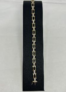 10k Two-Tone Gold Fancy Station Link Bracelet