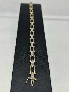 10k Two-Tone Gold Fancy Station Link Bracelet - Photo 2