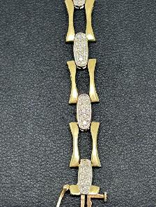 10k Two-Tone Gold Fancy Station Link Bracelet - Photo 3