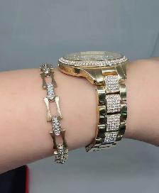 10k Two-Tone Gold Fancy Station Link Bracelet - Photo 7