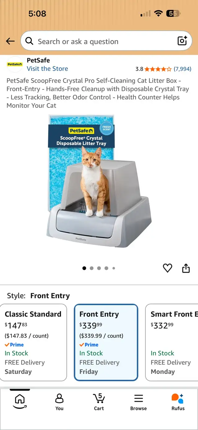 PetSafe ScoopFree Crystal Pro Self-Cleaning Cat Litter Box