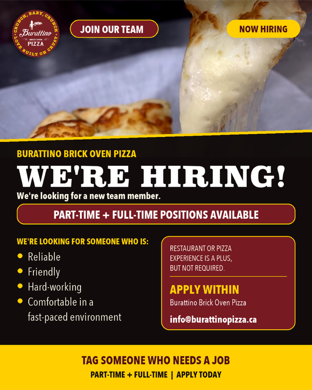 BURATTINO PIZZA: WE’RE HIRING!