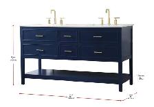 Sinclaire 60'' Double Bathroom Vanity with Engineered Marble Top