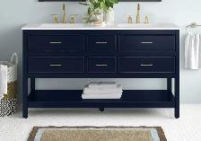 Sinclaire 60'' Double Bathroom Vanity with Engineered Marble Top - Photo 9