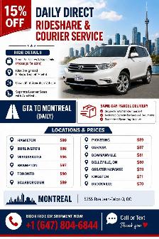 GTA → MONTRÉAL : COVOITURAGE QUOTIDIEN & COLIS | 15 % DE RABAIS - Photo 2