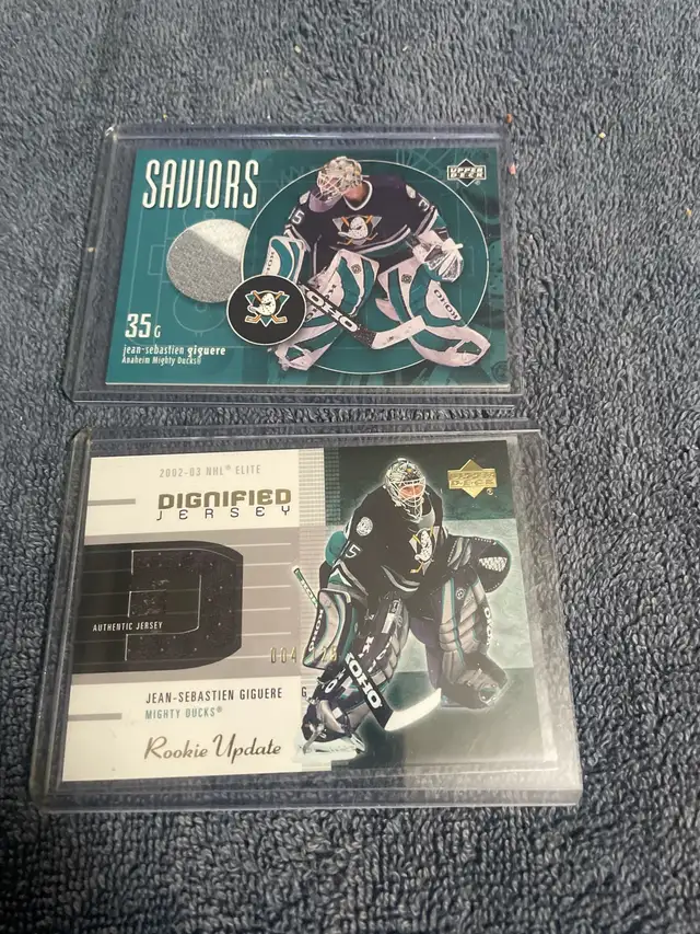 Two  2002-03 Upper Deck JS Giguere Jersey Cards
