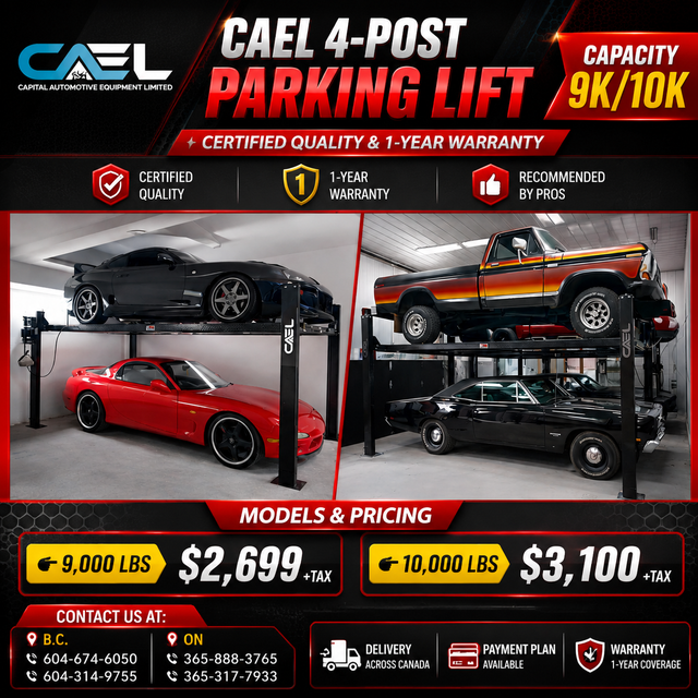 New CAEL 4-Post Parking Storage Lift 9k/10k Capacity