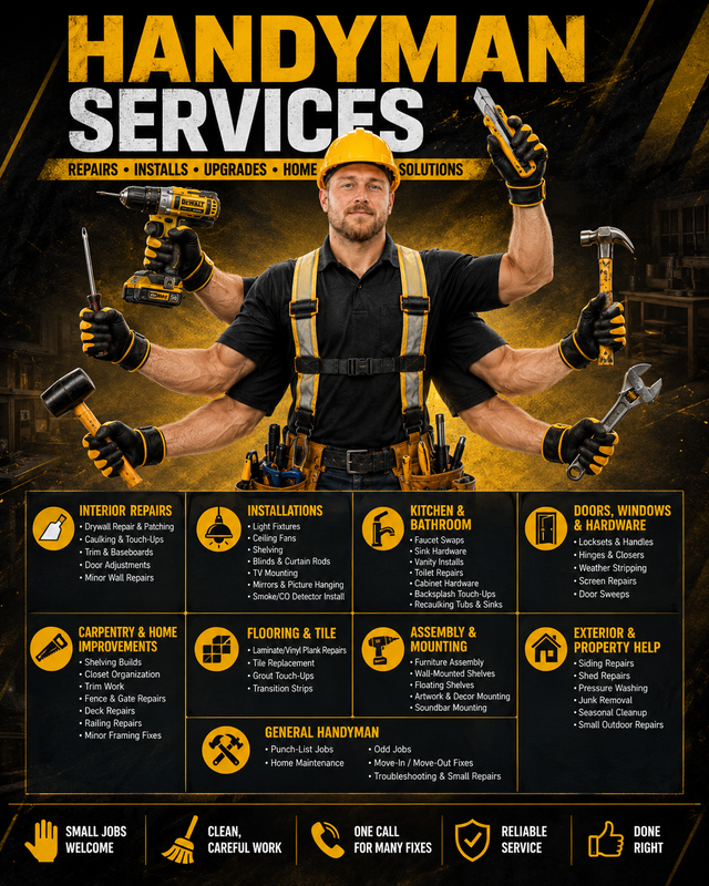 HANDYMAN SERVICES — REPAIRS, RENOVATIONS, FIX-UPS & HOME PROJECT