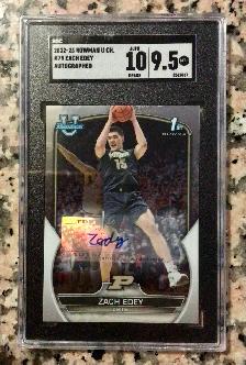 Zach Edey AUTOGRAPHED 2022 ROOKIE Bowman U, SGC Cert.  Topps