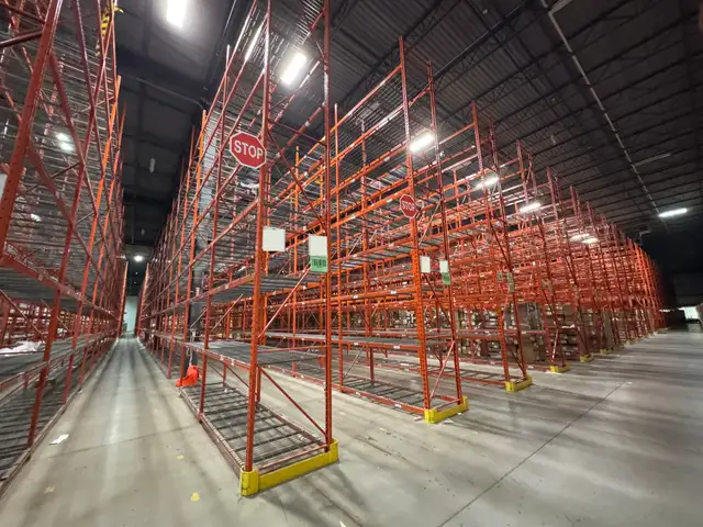 used pallet racking frames 26' and 30' tall x 42' deep