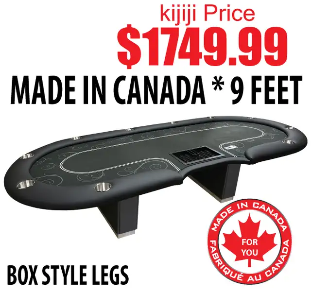 9FT CANADIAN-MADE PROFESSIONAL POKER TABLE – PRO GRAND DEALER B