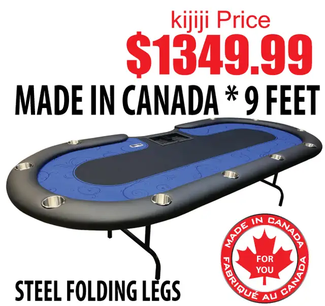 9FT CANADIAN-MADE PROFESSIONAL POKER TABLE DEALER STEEL LEGS