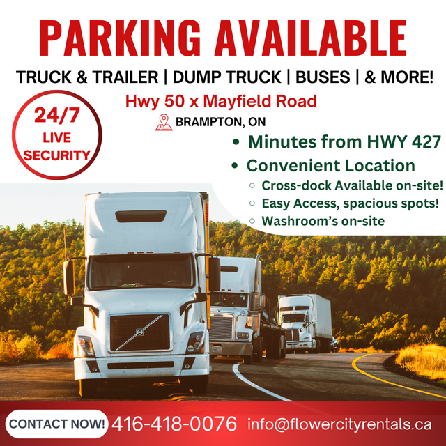 PARKING BRAMPTON, ON NEAR HWY 427, LIMITED SPOTS