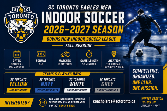 Men’s Indoor Soccer League – SC Toronto Eagles | Downsview | 6v6