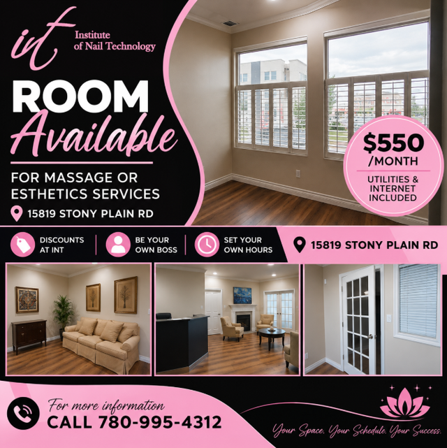Esthetics or massage room for rent