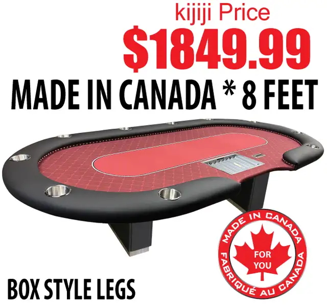 MANHATTAN 8FT PRO DEALER POKER TABLE – MADE IN CANADA RED