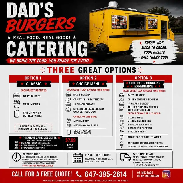 Dad’s Burgers Food Truck Catering – We Come to You!