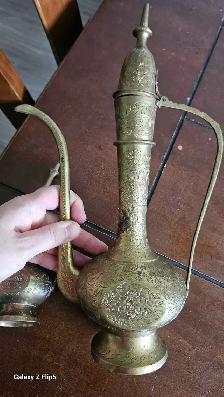 Aiguiere pièces en laiton/brass vintage - Photo 4