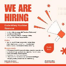 HIRING: Embroidery Machine Operator