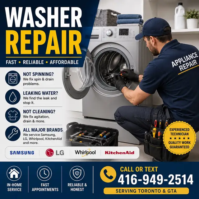 Washer Repair • 416-949-2514 • Washing Machine Service