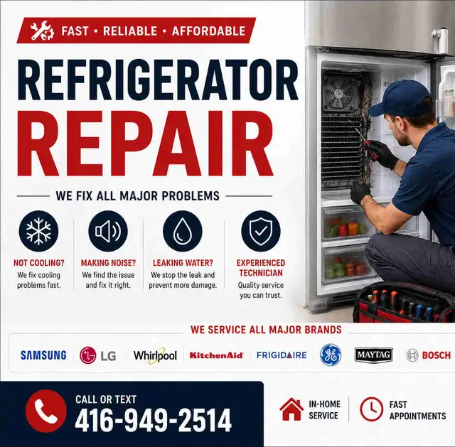 Refrigerator Repair • 416-949-2514 • Fast Fridge Service