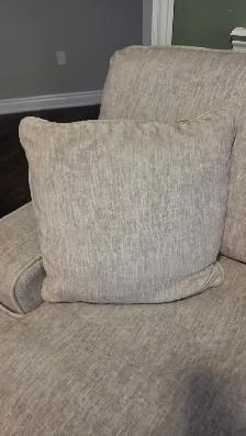 cream coloured sofa& chair & 1/2 for sale with ottoman - Photo 3