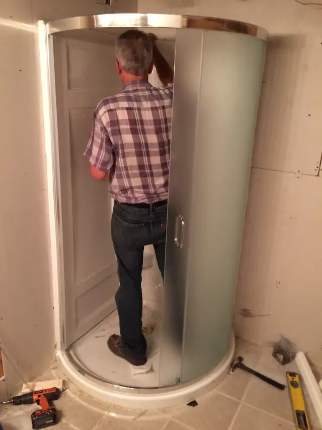 Glass shower door pivoting/sliding problems, will fix them. Show