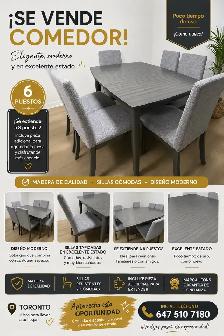 Leon’s Gray Dining Set – 6 Chairs, Extendable to 8