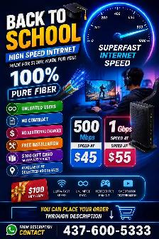 Fibre Internet Deal | 500 Mbps $45 | 1 Gbps $55 'Back to School'