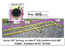 Garde  tube rond 1''5/8x 0.100 d'épais. 42''de haut x 136'' 1/2 - Photo 2