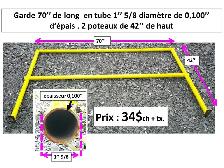 Garde  tube rond 1''5/8x 0.100 d'épais. 42''de haut x 136'' 1/2 - Photo 3