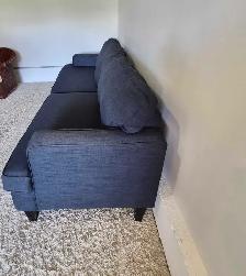 FREE DELIVERY Comfy Blue 3 Seater Fabric MCM Sofa Couch - Photo 6