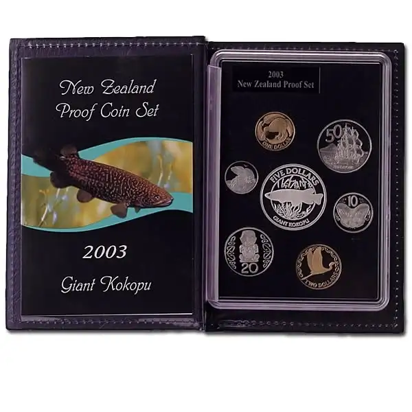 2003 RESERVE BANK NEW ZEALAND GIANT KOKOPU SEVEN COIN PROOF SET