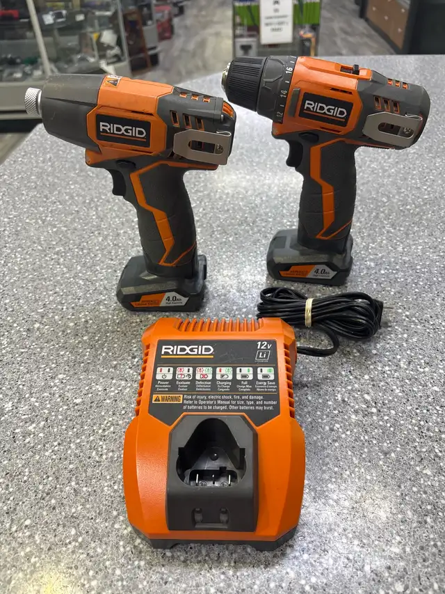 Ridgid 12V Impact/Drill driver with 2x 4AH batteries and charger