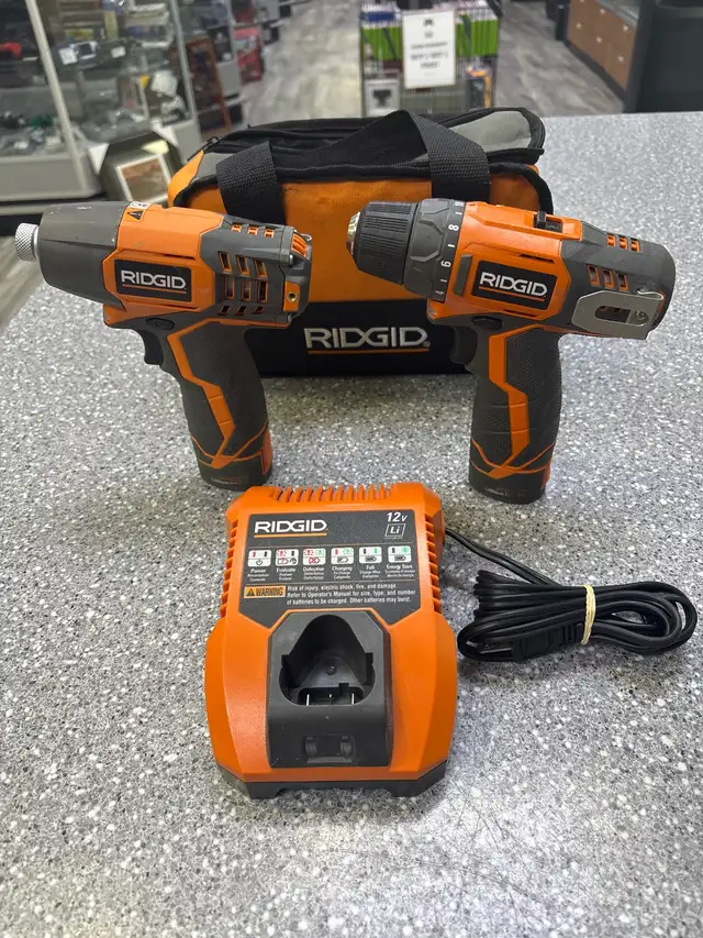Ridgid 12V Impact/Drill Kit with 2x 2AH batteries/charger/bag