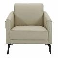 Cream Top-grain Leather Accent Chair