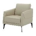 Cream Top-grain Leather Accent Chair - Photo 2