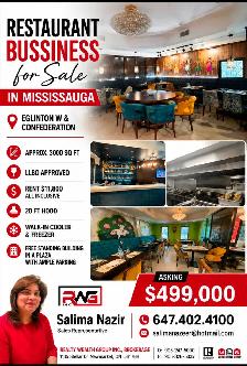 Restaurant bussiness for sale in Mississauga 3000 sqft