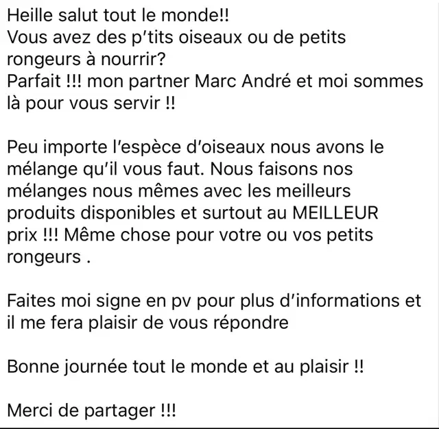 nourriture oiseaux et rongeurs !