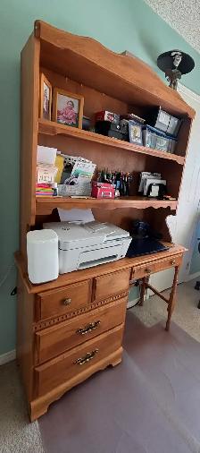 Solid Wood Desk with Bookshelf attached - Photo 2
